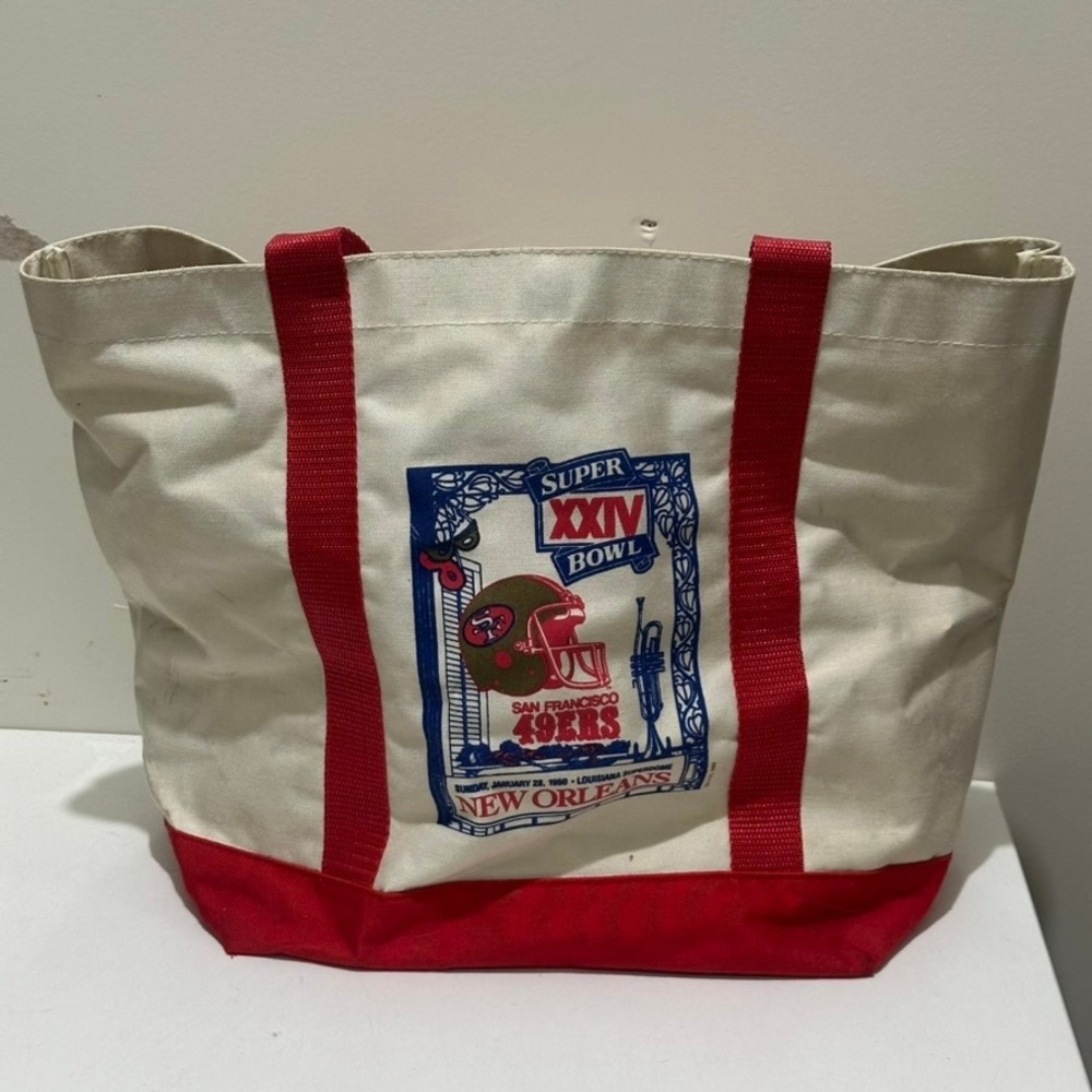 Super Bowl XXIV 49ers Tote Bag San Francisco New Orleans Canvas Red White‎